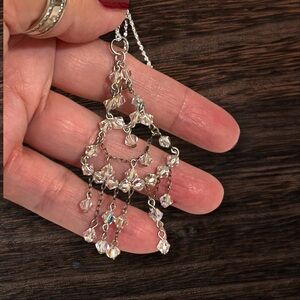 Elegant Silver Chandelier crystal pendant necklace